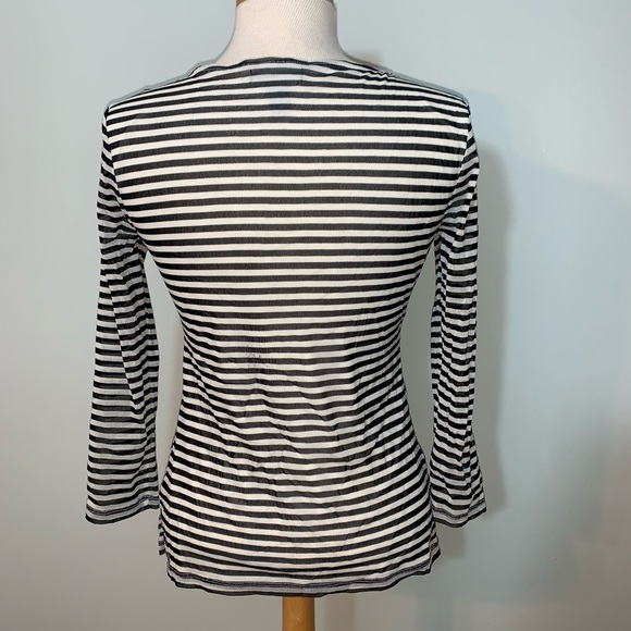 Alfani tiered sheer striped 3/4 sleeve blouse - Picture 3 of 4